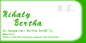 mihaly bertha business card